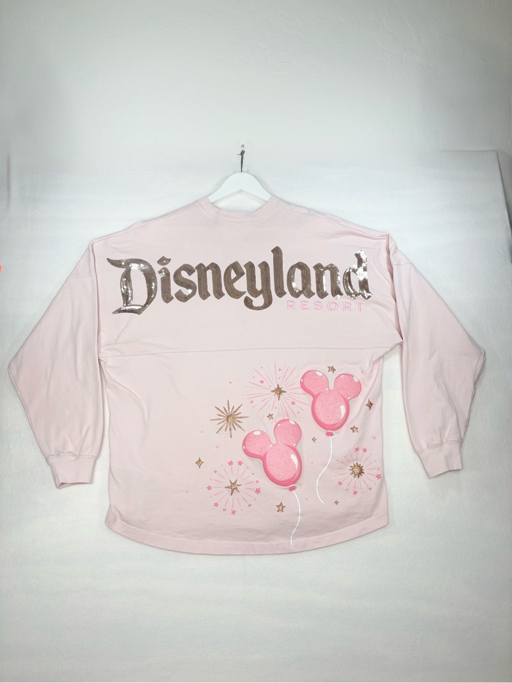 Disney Spirit Jersey Pink Disneyland Long Sleeve Shirt Sequin Balloon Large
